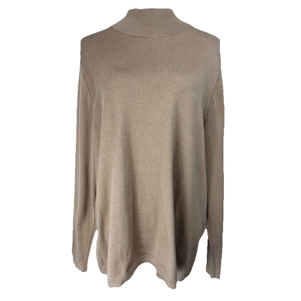 J.Jill Women's Sweater‎ Sz 2X Silk & Cotton Tan Soft Pullover Long Sleeves